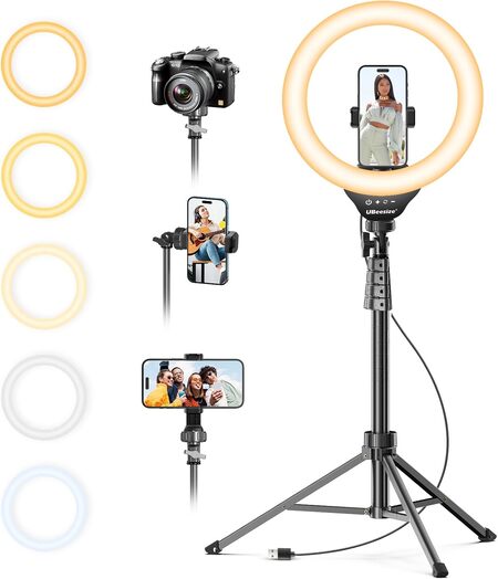 UBeesize 12'' LED Ring Light with 62'' Tripod Stand