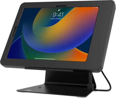 CTA Digital Desktop Anti-Theft Stand – Kiosk Stand with Stylus, Tether, and Aluminum Enclosure for iPad 11th Gen