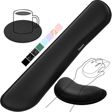 Gimars Upgrade Enlarge Silky and Superfine Fabric Gel Memory Foam Keyboard Wrist Rest Set