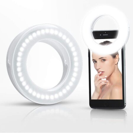 XINBAOHONG Selfie Ring Light Rechargeable Portable Clip-on Selfie Fill Light with 40 LED for Smart Phone
